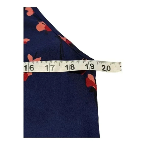 Ann Taylor Loft Women’s Small Navy Blue & Pink Floral Tank‎ Top Button Detail - Picture 6 of 7